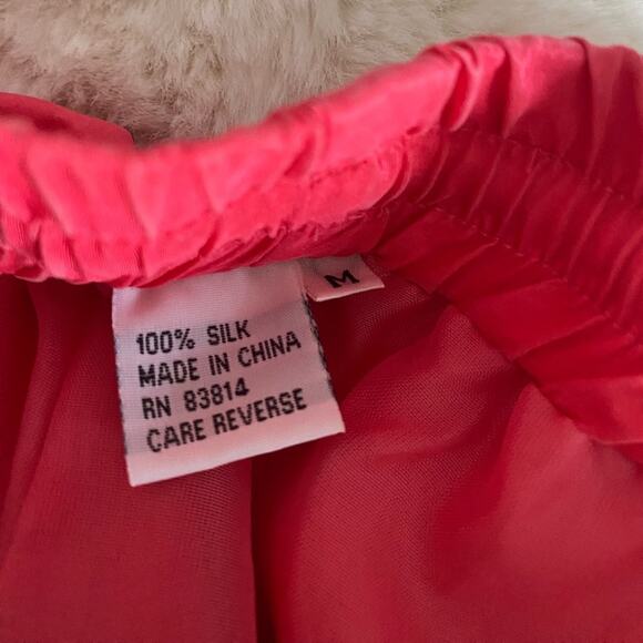 Vintage Pink Coral Silk Pull On  Drawstring Pants Sz M - Picture 2 of 7